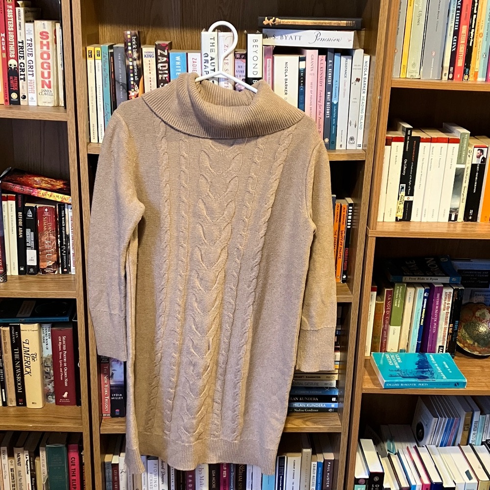 Banana Republic Camel Turtleneck Sweater Dress FLAWED